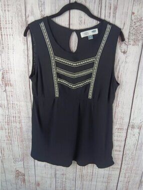 Old Navy Maternity Tank Top Medium Black Embroidered Cotton Blend